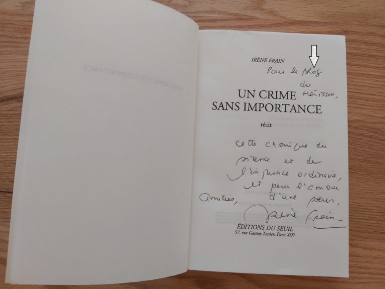 La dédicace d'Irène FRAIN « Un crime sans importance »